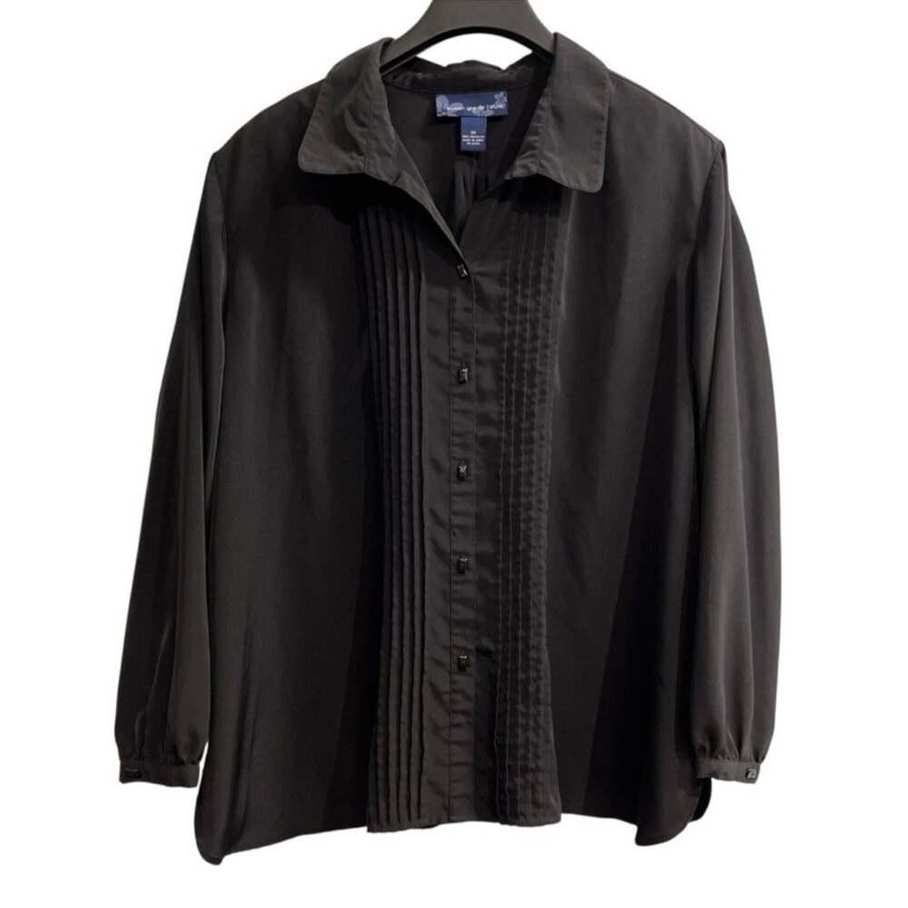 EUC Vintage Susan Graver Pintucked Pleated Button-Front Blouse | Women’s Plus 3X
